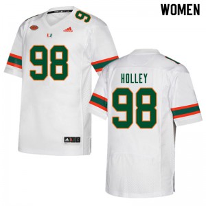 #98 Jalar Holley Miami Hurricanes Women University Jersey White