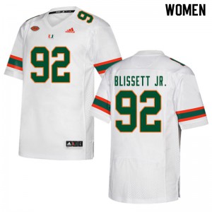 #92 Jason Blissett Jr. Miami Women NCAA Jerseys White