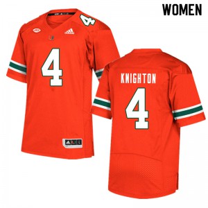 #4 Jaylan Knighton Miami Women Official Jerseys Orange