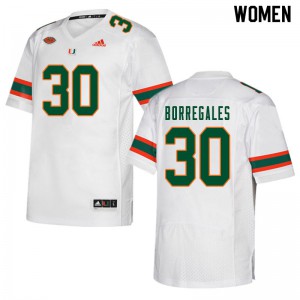 #30 Jose Borregales Miami Hurricanes Women High School Jersey White