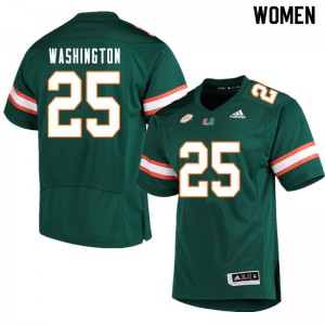 #25 Keshawn Washington Miami Women Stitch Jerseys Green