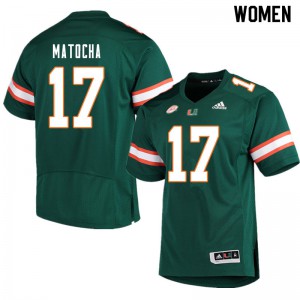 #17 Peyton Matocha Miami Hurricanes Women Official Jersey Green
