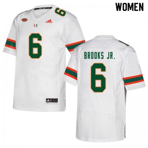 #6 Sam Brooks Jr. Miami Hurricanes Women Player Jerseys White