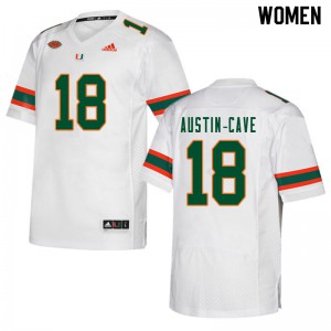 #18 Tirek Austin-Cave University of Miami Women Stitch Jersey White