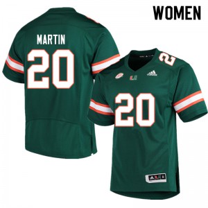 #20 Asa Martin Miami Hurricanes Women University Jerseys Green