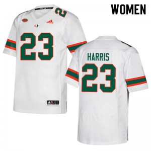 #23 Cam'Ron Harris University of Miami Women Stitch Jerseys White