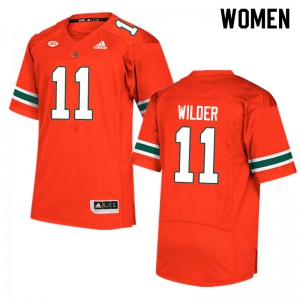 #11 De'Andre Wilder Miami Women Embroidery Jersey Orange