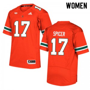 #17 Jack Spicer Miami Women NCAA Jerseys Orange