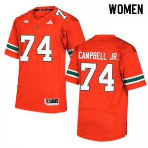 #74 John Campbell Jr. Miami Women Stitched Jerseys Orange