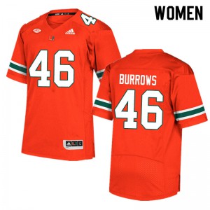 #46 Suleman Burrows University of Miami Women Stitched Jersey Orange
