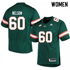 #60 Zion Nelson University of Miami Women Stitched Jerseys Green
