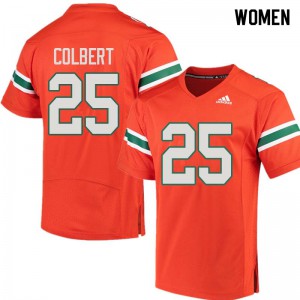 #25 Adrian Colbert Miami Hurricanes Women College Jerseys Orange