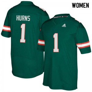 #1 Allen Hurns Miami Hurricanes Women Player Jerseys Green