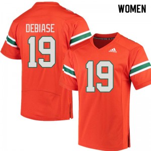 #19 Augie DeBiase Miami Hurricanes Women University Jersey Orange