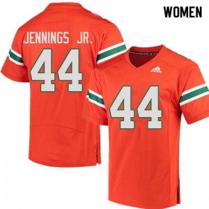 #44 Bradley Jennings Jr. Miami Hurricanes Women Football Jerseys Orange