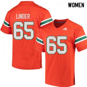 #65 Brandon Linder Miami Women Stitch Jerseys Orange
