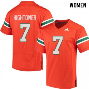 #7 Brian Hightower University of Miami Women Stitch Jersey Orange