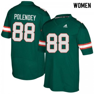 #88 Brian Polendey Miami Hurricanes Women NCAA Jerseys Green