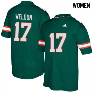#17 Cade Weldon University of Miami Women Alumni Jersey Green