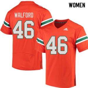 #46 Clive Walford University of Miami Women Alumni Jersey Orange