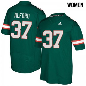 #37 Colvin Alford Miami Women NCAA Jersey Green
