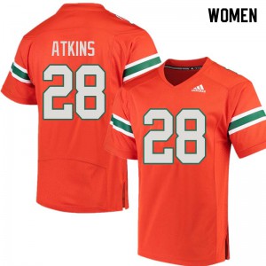 #28 Crispian Atkins Miami Women Player Jerseys Orange