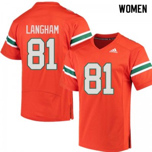 #81 Darrell Langham University of Miami Women Alumni Jersey Orange