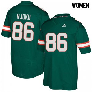 #86 David Njoku University of Miami Women Embroidery Jerseys Green