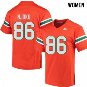 #86 David Njoku Miami Hurricanes Women NCAA Jerseys Orange