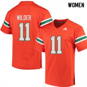 #11 DeAndre Wilder Miami Hurricanes Women NCAA Jersey Orange