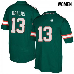#13 DeeJay Dallas Miami Women NCAA Jerseys Green