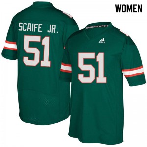 #51 Delone Scaife Jr. Hurricanes Women Stitched Jerseys Green