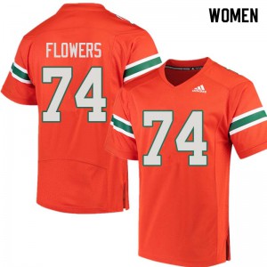 #74 Ereck Flowers Miami Women Football Jerseys Orange