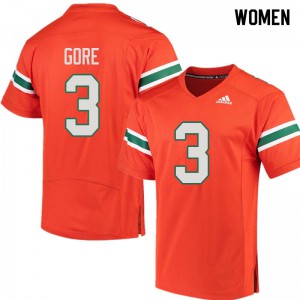 #3 Frank Gore Hurricanes Women Stitched Jersey Orange