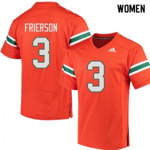 #3 Gilbert Frierson University of Miami Women Stitched Jerseys Orange