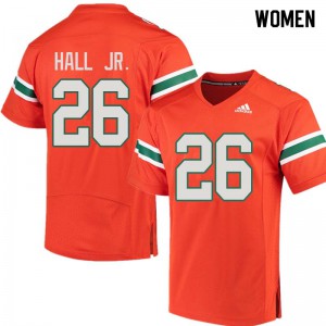 #26 Gurvan Hall Jr. Miami Women Football Jerseys Orange