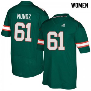 #61 Jacob Munoz Hurricanes Women NCAA Jerseys Green