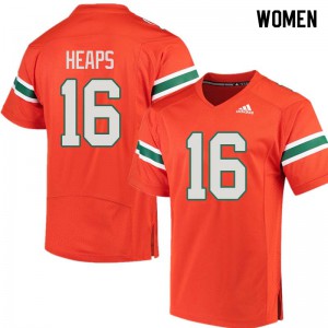 #16 Jake Heaps Miami Women Embroidery Jersey Orange