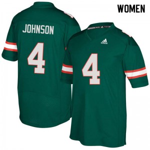 #4 Jaquan Johnson Hurricanes Women Stitched Jerseys Green