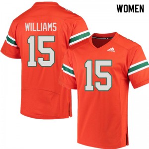 #15 Jarren Williams Miami Women NCAA Jersey Orange