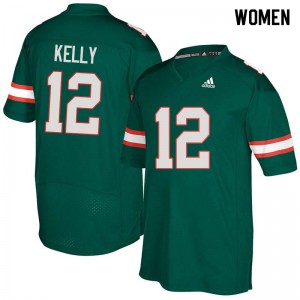 #12 Jim Kelly Miami Women High School Jerseys Green