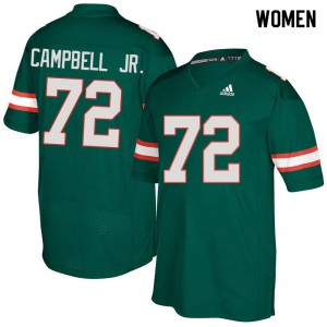 #72 John Campbell Jr. Miami Women University Jerseys Green