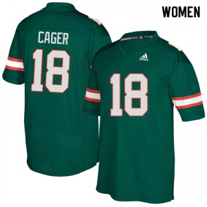 #18 Lawrence Cager Hurricanes Women NCAA Jersey Green