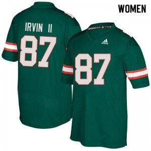 #87 Michael Irvin II Miami Women University Jerseys Green