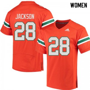#28 Michael Jackson University of Miami Women Stitched Jerseys Orange