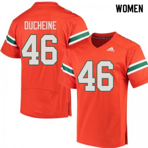 #46 Nicholas Ducheine Miami Hurricanes Women Player Jerseys Orange
