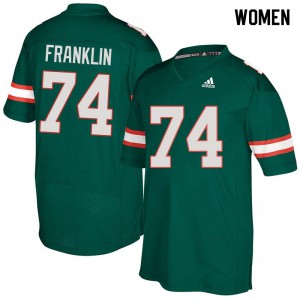 #74 Orlando Franklin Miami Hurricanes Women Stitched Jerseys Green