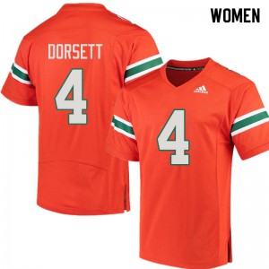 #4 Phillip Dorsett Miami Hurricanes Women Stitched Jerseys Orange