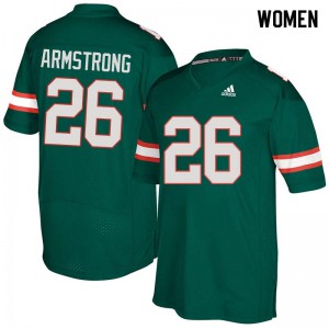 #26 Ray-Ray Armstrong Miami Hurricanes Women Embroidery Jersey Green