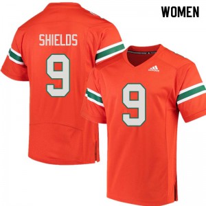 #9 Sam Shields Hurricanes Women Alumni Jerseys Orange